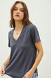 LINEN BLEND V-NECK TEE