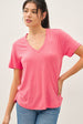 LINEN BLEND V-NECK TEE
