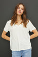 LINEN BLEND V-NECK TEE