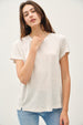 LINEN BLEND FINE STRIPE TEE