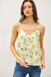 LEAF PRINT SCRUNCH STRAP TANK