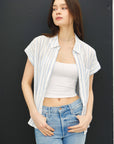 STRIPED ROLLED SHORT SLEEVE SHIRT