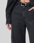 MARCELLE LOW SLUNG CARGO IN WASHED BLACK