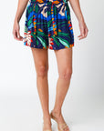 TROPICAL NIGHTS ELASTIC WAIST SHORTS