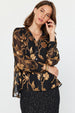 FLORAL JACQUARD V-NECK BLOUSE