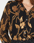 FLORAL JACQUARD V-NECK BLOUSE
