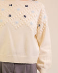 BUBBLE KNIT FLORAL SWEATER