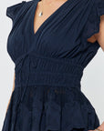 EMBROIDERED V-NECK PEPLUM BLOUSE