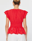 EMBROIDERED V-NECK PEPLUM BLOUSE