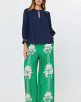 EMBROIDERED KEYHOLE PEASANT BLOUSE