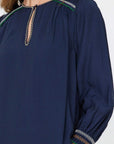 EMBROIDERED KEYHOLE PEASANT BLOUSE