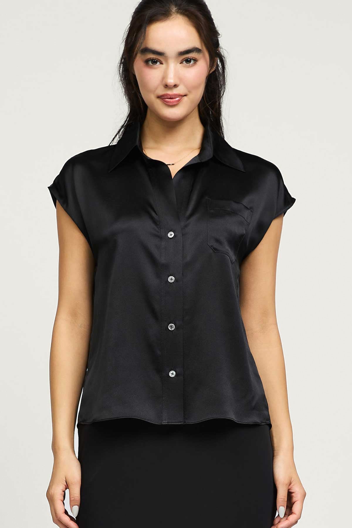 SILK CAP SLEEVE BLOUSE