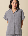 GINGHAM ROLL SLEEVE SHIRT