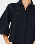 EYELET CROP 1/2 SLEEVE SHIRT
