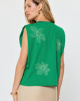 EMBROIDERED COTTON SLEEVELESS TOP