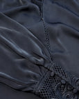 SCALLOP LACE TRIM V-NECK BLOUSE