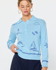 NAUTICAL MOTIF POLO SWEATER