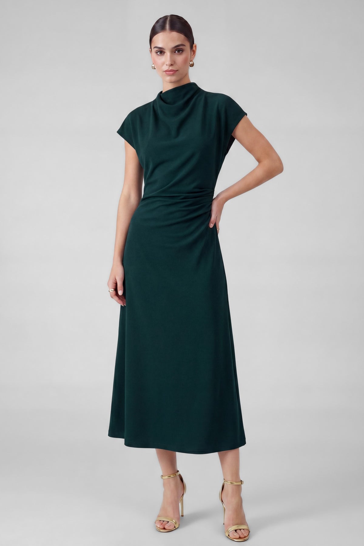 MOCK NECK DOLMAN SLEEVE DRESS