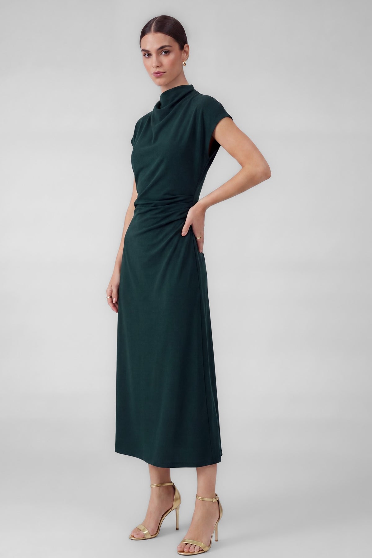 MOCK NECK DOLMAN SLEEVE DRESS