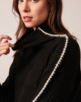 TRINITY BLANKET STITCH RIBBED TURTLENECK SWEATER