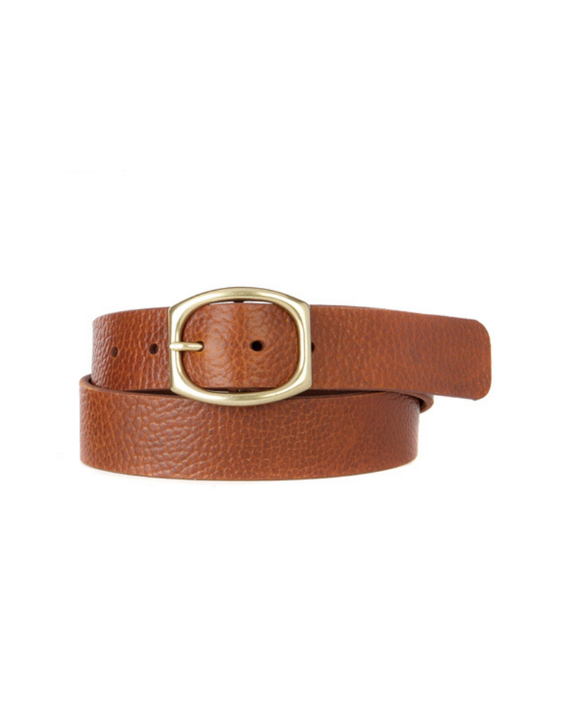 PACIFICA PEBBLED BELT WITH OVAL BUCKLE - Med. Brown