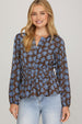 FLORAL BLOUSE WITH GATHERED WAIST