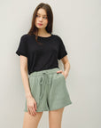 COTTON GAUZE DRAWSTRING SHORTS