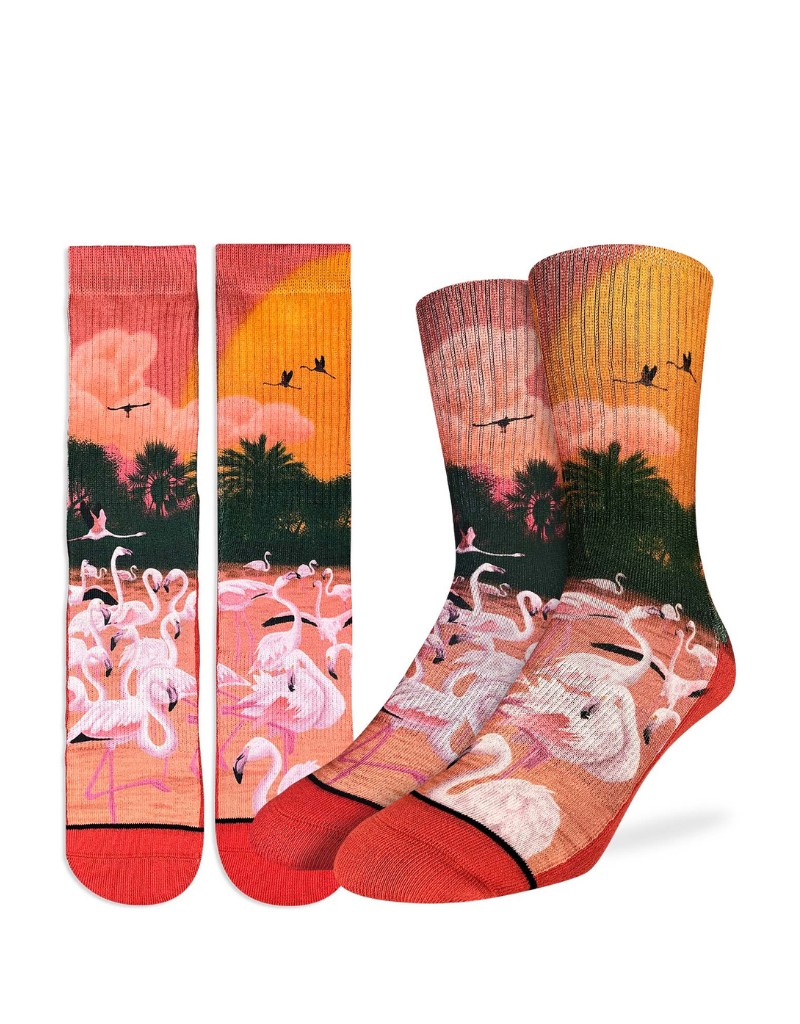 FLAMINGOS IN THE SUNSET ACTIVE SOCK