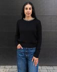 PEARL TRIM CABLE KNIT TOP