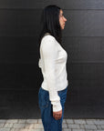 PEARL TRIM CABLE KNIT TOP