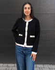 CONTRAST TRIM CARDI