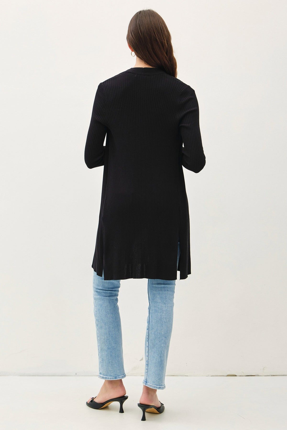 RIBBED OPEN DUSTER CARDIGAN