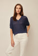 PIPER SHORT SLEEVE KNIT V-NECK PULLOVER