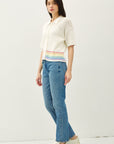 RAINBOW STRIPE OPEN STITCH SHORT SLEEVE CARDI