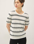 TRIPLE STRIPE SHORT SLEEVE SWEATER