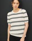 TRIPLE STRIPE SHORT SLEEVE SWEATER