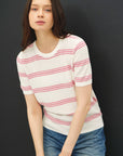 TRIPLE STRIPE SHORT SLEEVE SWEATER