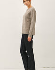 EMBROIDERED TONAL FLOWERS SWEATER