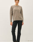 EMBROIDERED TONAL FLOWERS SWEATER