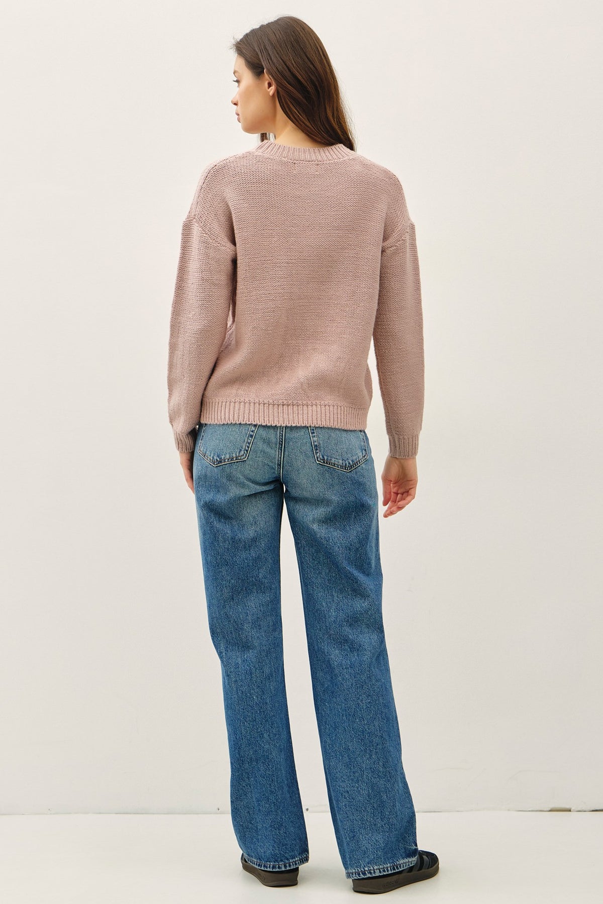 CABLE KNIT DROP SHOULDER SWEATER