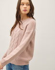 CABLE KNIT DROP SHOULDER SWEATER