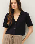 CROP SHORT SLEEVE KNIT BLAZER