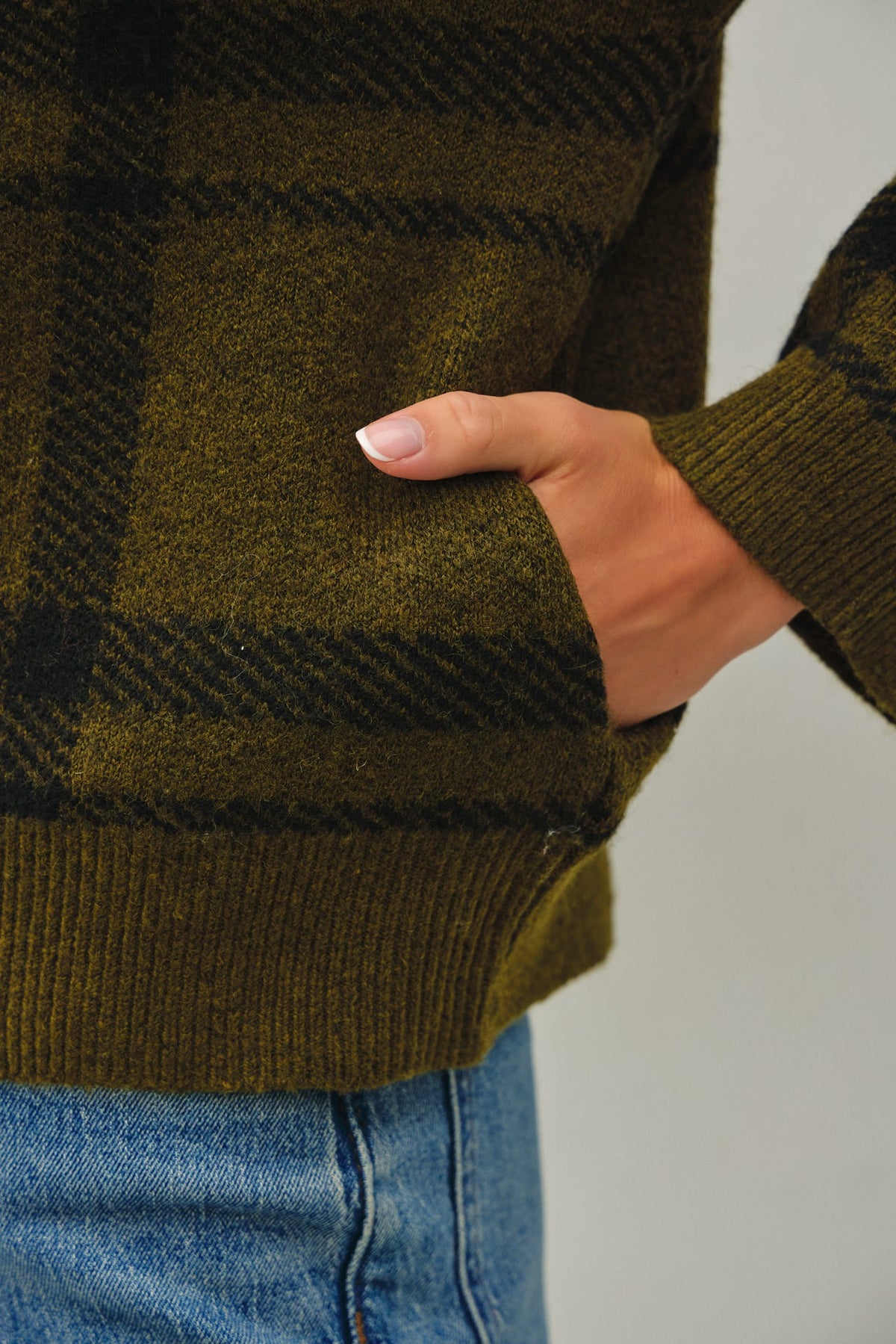 PLAID ZIP UP SWEATER JACKET