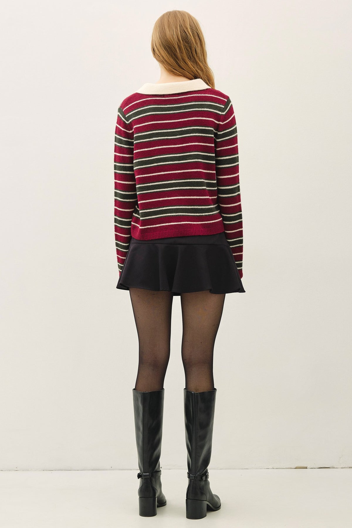 STRIPED POLO SWEATER