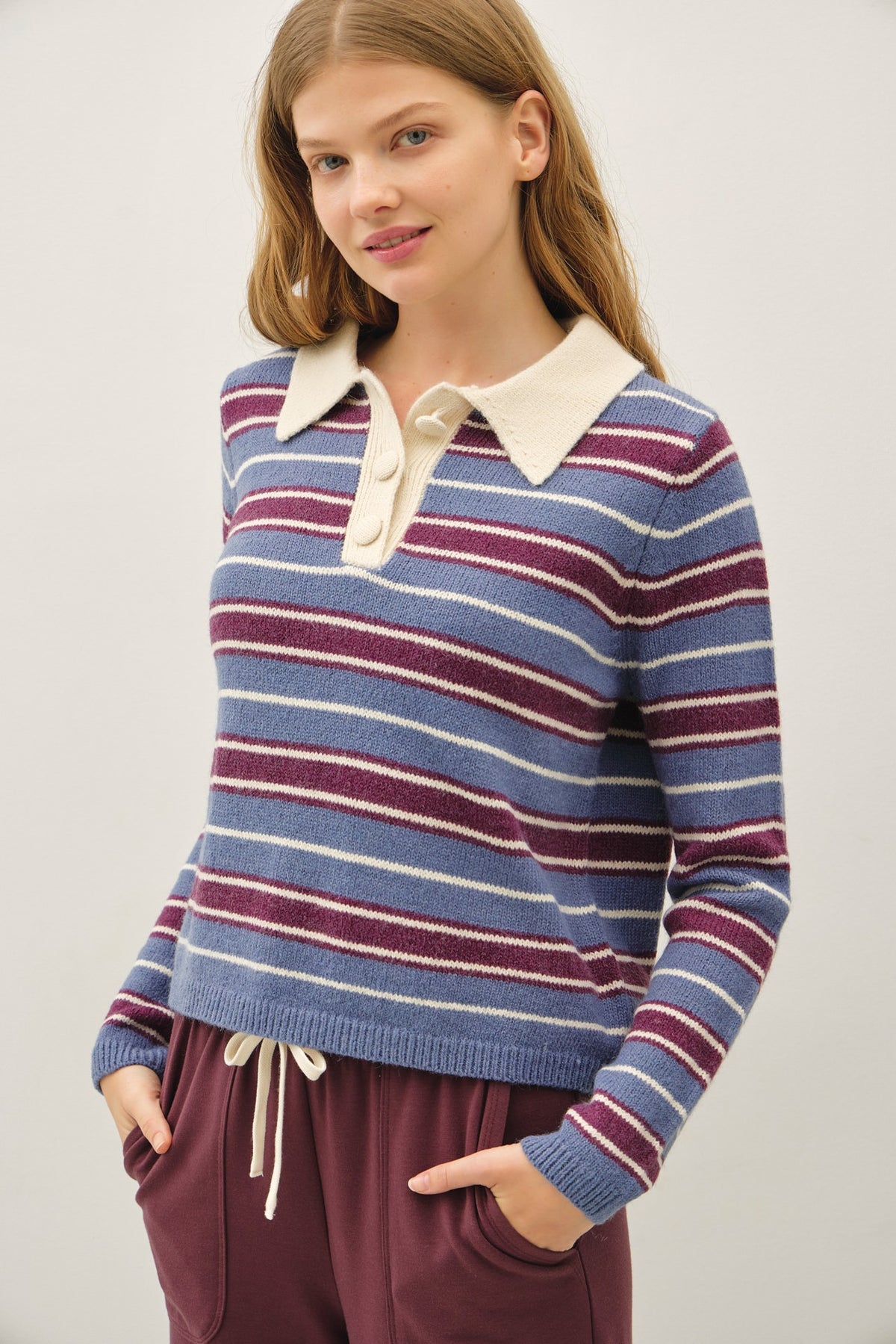 STRIPED POLO SWEATER