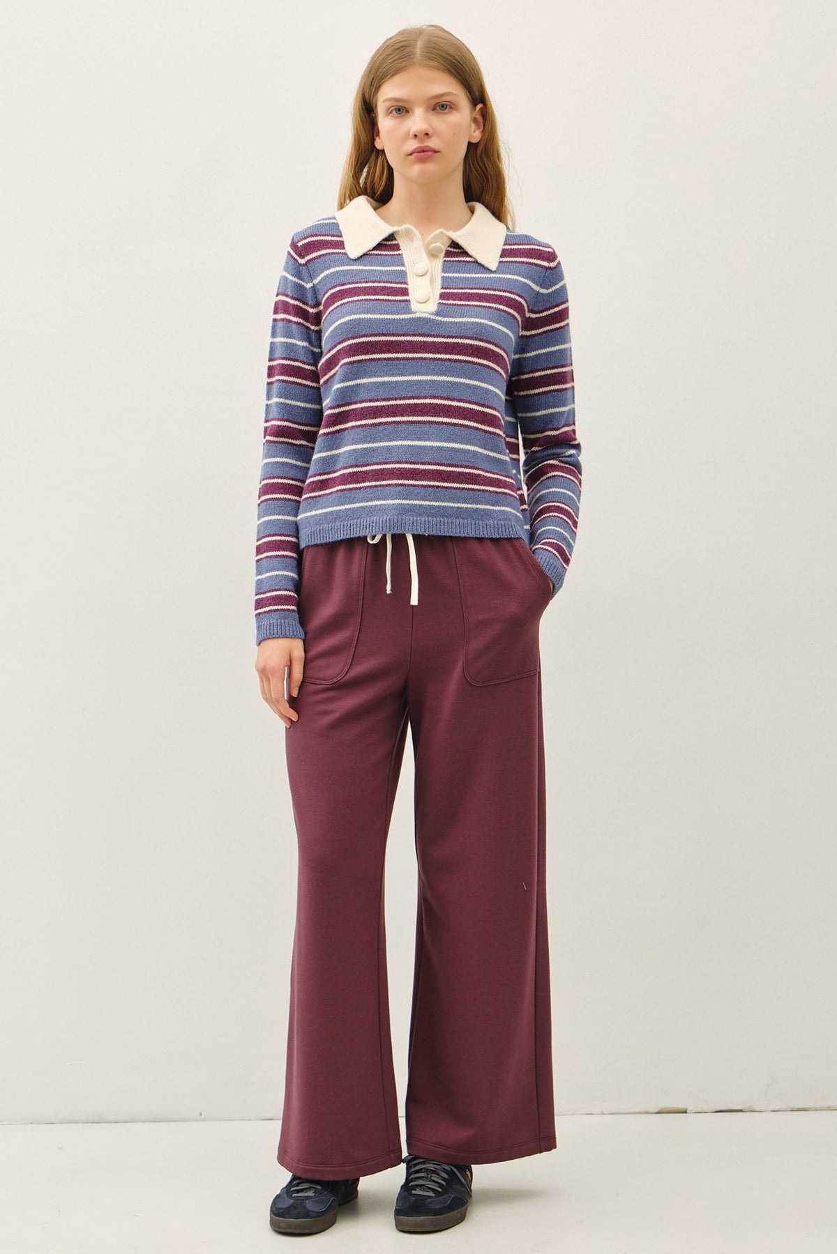 STRIPED POLO SWEATER