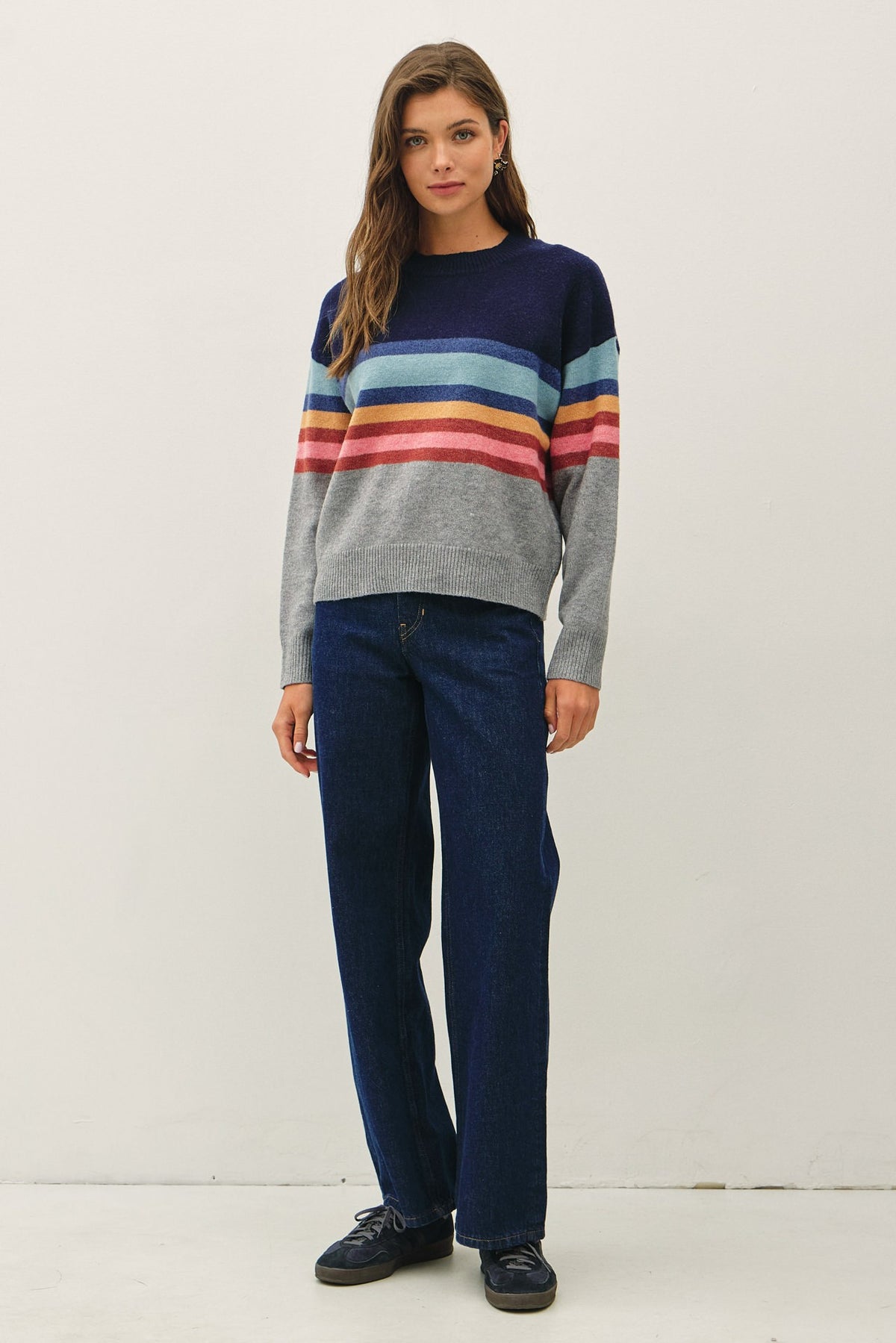STRIPED COLOUR BLOCK SWEATER