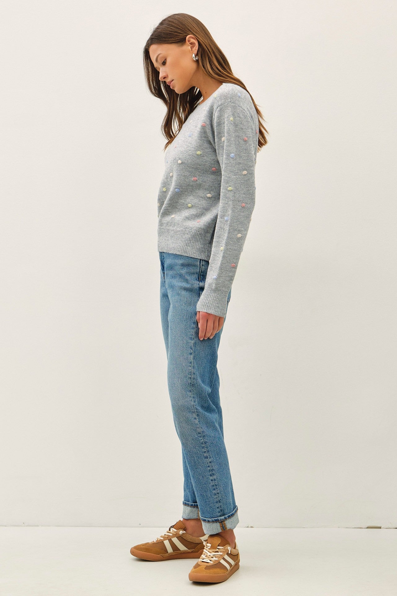 DOTTED CREW NECK SWEATER