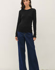 POINTELLE SLEEVE FINE KNIT SWEATER