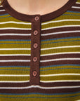 STRIPED HENLEY FINE KNIT SWEATER